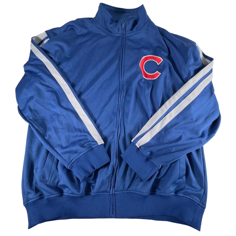 Vintage‎ Chicago Cubs Jacket Mens 2XL XXL Blue MLB Baseball Full Zip Dynasty